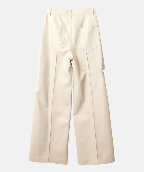 LE CIEL BLEU パンツ レザーVウエストワイドパンツ / Leather V Waist 