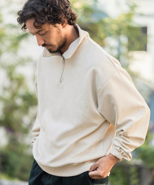 CAMBIO（カンビオ） msw1404- ハーフZIPスウェードポンチプルオーバー