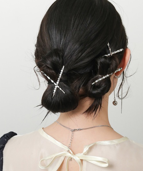 Kana ヘアピン シンプル パール ビジュー スタイリッシュ ヘアピン 5本