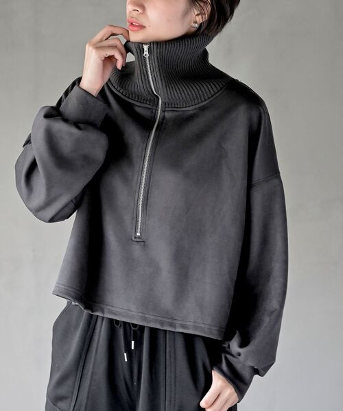 r・p・s スエードポンチハーフZIPプルオーバー レディース
