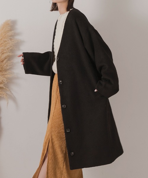 ad thie（アドティエ） ノーカラーコート コート シャギーノーカラー
