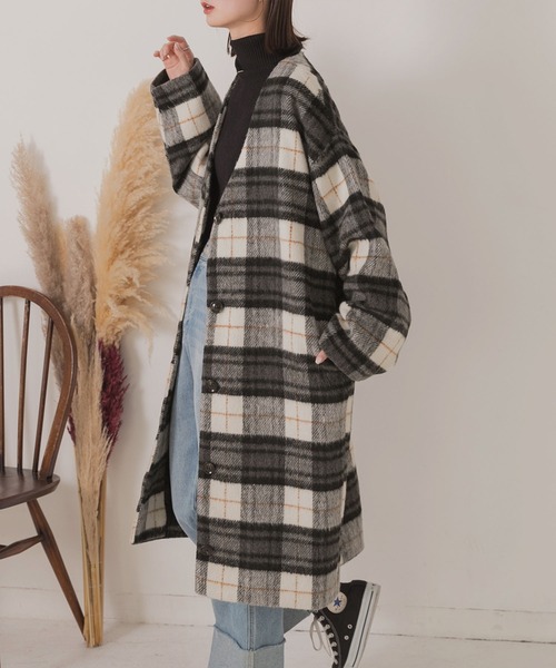 ad thie（アドティエ） ノーカラーコート コート シャギーノーカラー