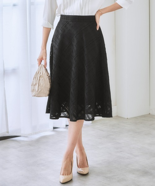 7days Life Styling スカート シアーチェックフレアスカート