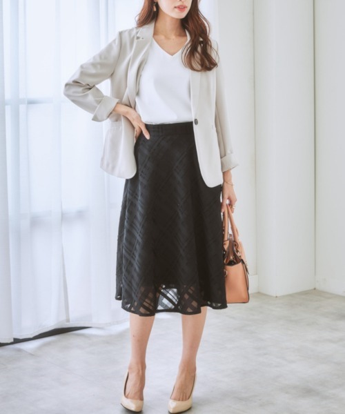 7days Life Styling スカート シアーチェックフレアスカート