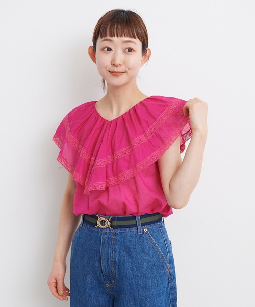 CHILDWOMAN カットレースノースリーブオールインワン Dot＆Stripes CHILD WOMAN ブラウス シャツ 80ボイルレース