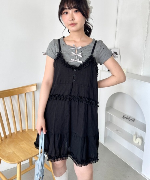 Loueme ワンピース コットンガーゼフリルキャミワンピース