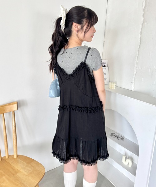 Loueme ワンピース コットンガーゼフリルキャミワンピース