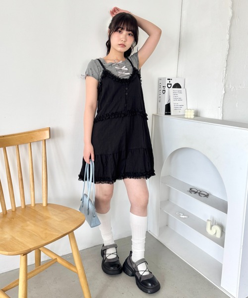 pium ギンガムコットンフリルキャミワンピース pium SHIBUYA109店 | ♡ ふんわりシルエットがドーリーな キャミ