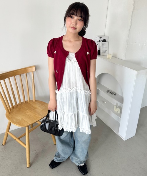 Loueme ワンピース コットンガーゼフリルキャミワンピース