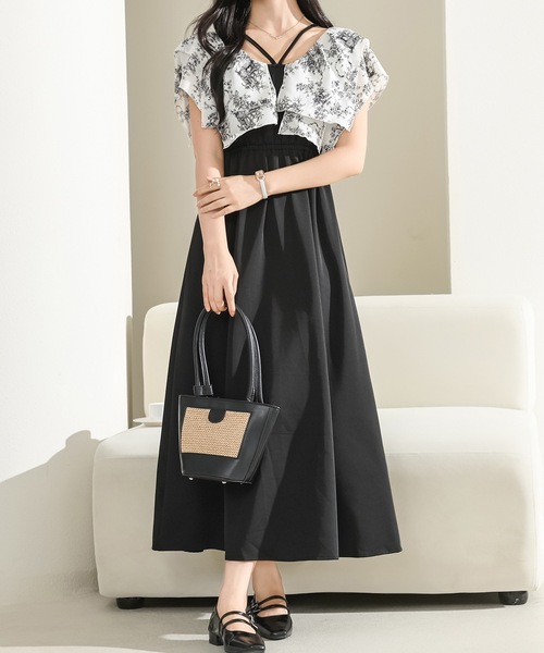 ホルターボリュームフレアロングワンピース BONJOUR SAGAN公式オンラインストア / V neck volume flare one