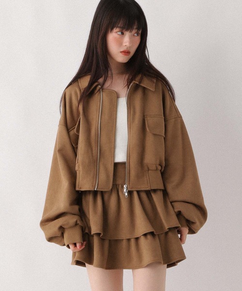 Heather ブルゾン アウター WZIPショートブルゾン 146960