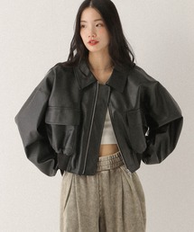 【！最終値下げ！】Heather WZIPショートブルゾン ジャケット ブラウン Heather ブルゾン アウター WZIPショートブルゾン 146960