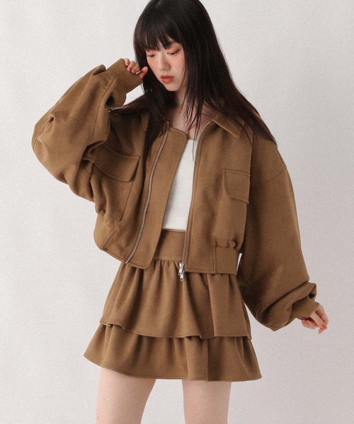 【！最終値下げ！】Heather WZIPショートブルゾン ジャケット ブラウン Heather ブルゾン アウター WZIPショートブルゾン 146960