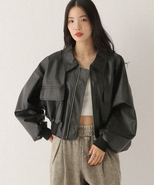 Heather WZIPショートブルゾン 146960 Heather ブルゾン アウター WZIPショートブルゾン 146960