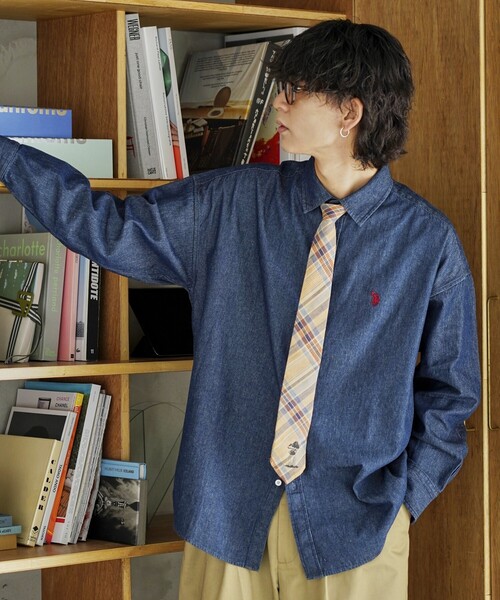 ラルフローレン ワンポイントポニーロゴ刺繍入りデニムシャツ