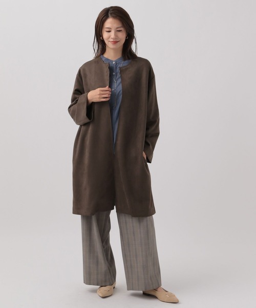 Elura（エルーラ） ノーカラーコート コート スウェードライク
