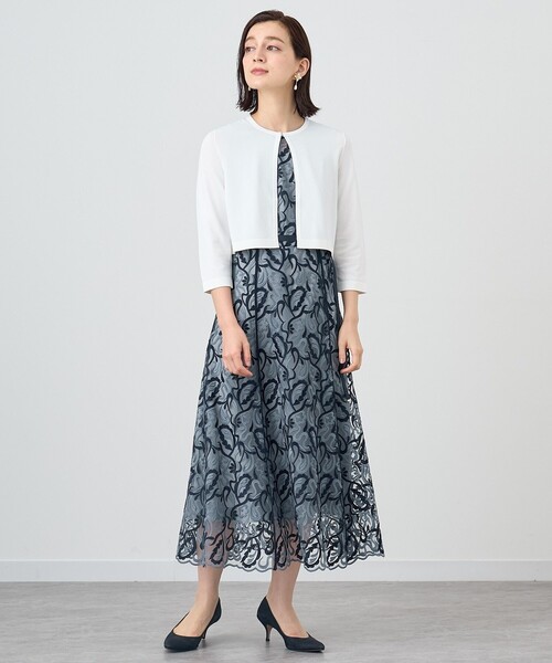 ANAYI レーヨンナイロン 天竺 クルーネックカーディガン 黒 ANAYI（アナイ） カーディガン レーヨンナイロン天竺クルーネック