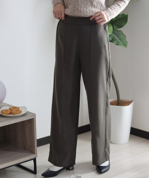 スラックス パンツ エステルカルゼ センタープリーツワイドパンツ レディース/スラックスイージーパンツ レディース | ブランド登録なし | 17