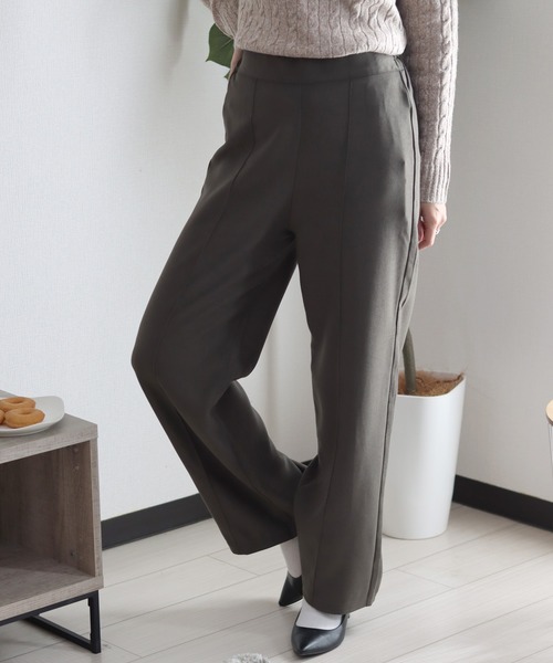 スラックス パンツ エステルカルゼ センタープリーツワイドパンツ レディース/スラックスイージーパンツ レディース | ブランド登録なし | 19