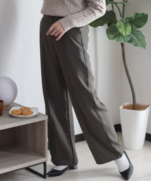 スラックス パンツ エステルカルゼ センタープリーツワイドパンツ レディース/スラックスイージーパンツ レディース | ブランド登録なし | 20