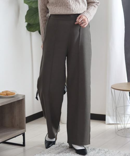 スラックス パンツ エステルカルゼ センタープリーツワイドパンツ レディース/スラックスイージーパンツ レディース | ブランド登録なし | 22