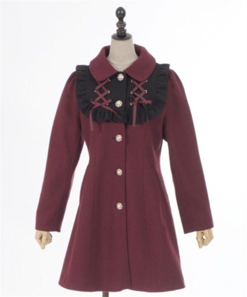 695【美品】axes femme アクシーズファム コート フリル 黒 L 695【美品】axes femme アクシーズファム コート フリル 黒 L