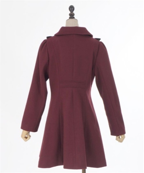 Axes femme フリル付きバーガンディコート axes femme POETIQUE ステンカラーコート コート ブロッキング