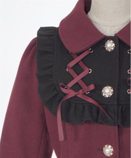 美品　axes femme POETIQUE / ダッフルコート　M フリル 楽天市場】【SALE／30%OFF】ブロッキングフリルコート axes