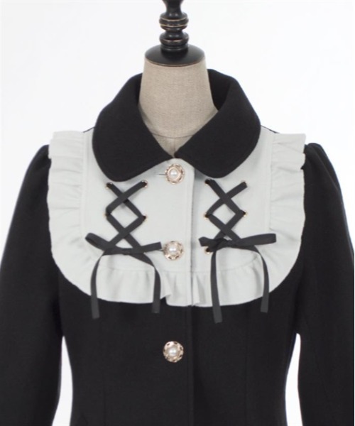 美品　axes femme POETIQUE / ダッフルコート　M フリル セール】ファーティペ付ロングコート（ダッフルコート）｜axes