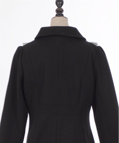 695【美品】axes femme アクシーズファム コート フリル 黒 L axes femme POETIQUE ステンカラーコート コート ブロッキング