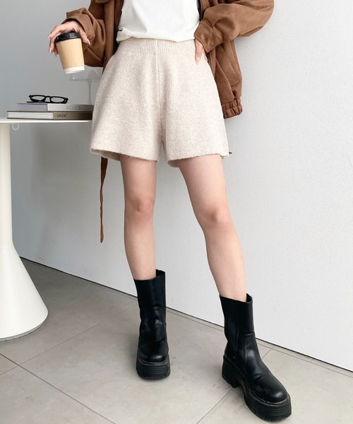 moment+ パンツ ショートニットパンツ「手洗い可」 レディース