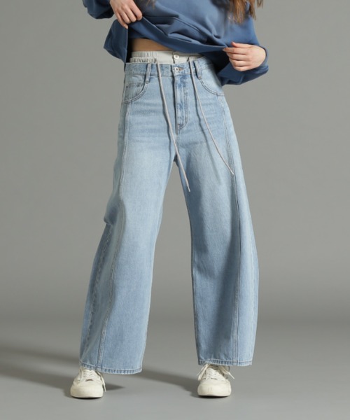 国内発送☆AVIREX☆W WAIST DENIM PANTS/ AVIREX ジーンズ デニム デニムパンツ 「Belle LINE」W WAIST