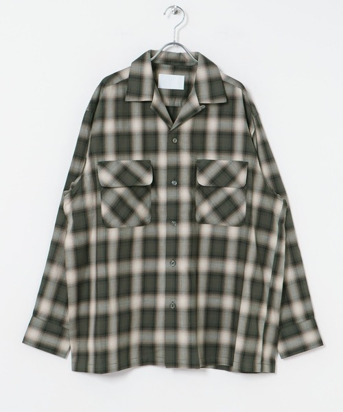 URBAN RESEARCH シャツ iD オンブレーチェックオープンカラー
