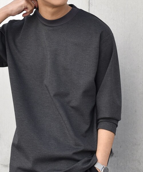 SHIPS any tシャツ any: デザイン リブ ハイゲージ ポンチ クルー