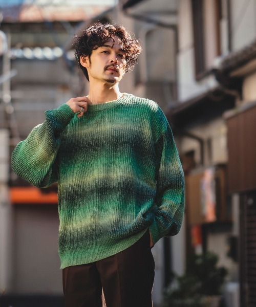 「improves」 「HALHAM」長袖ニット LARGE グリーン メンズ_画像3