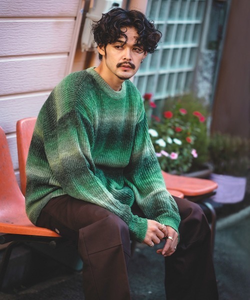 「improves」 「HALHAM」長袖ニット LARGE グリーン メンズ_画像4