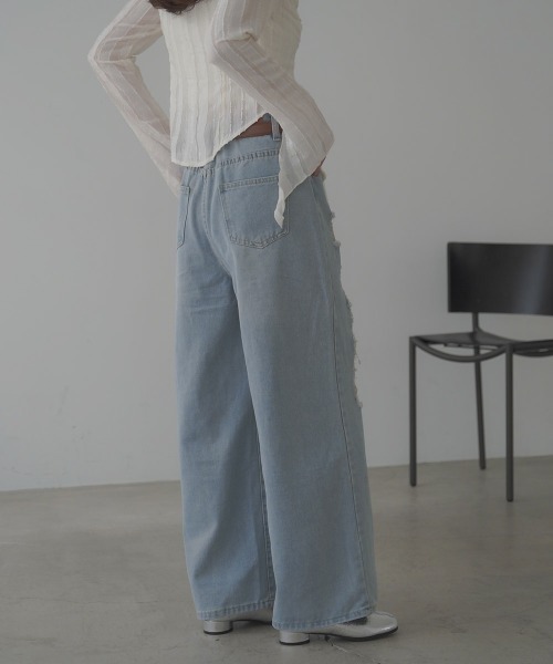 パンツ sky lace denim Five pockets jeans with rhinestones - Genny