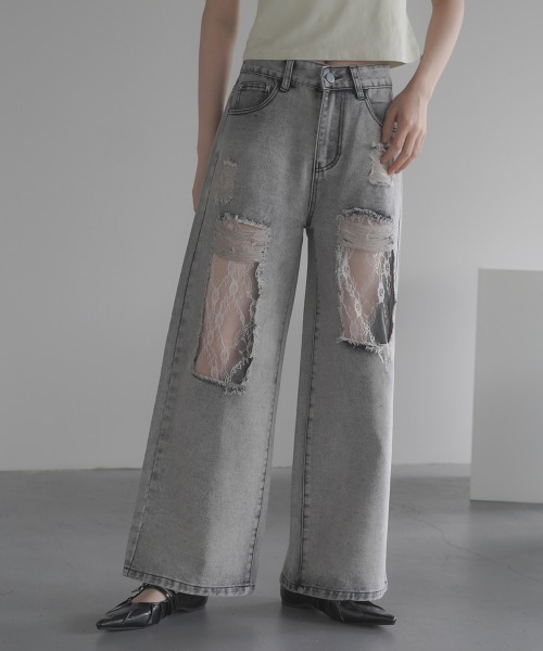 デニム・ジーパン ROCHAS Wide leg jeans Beige Rochas wide-leg Jeans | Neutrals | FARFETCH GE