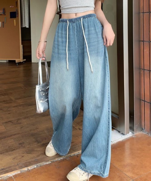 ウォッシュド デニム グリーン系ブルー 韓国 パンツ 春 hr7981 1yifge-001-s1.jpg?basethum=225