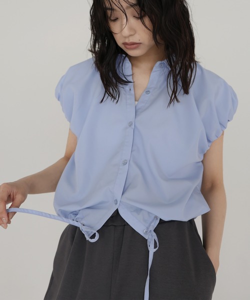 春先取りの hellam パフショルダーコンパクトシャツ シャツ ブラウス トップス