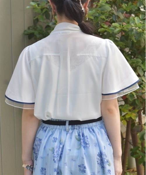 ブラウス シャツ 紫陽花刺繍リボンブラウス レディース axes femme ブラウス シャツ 紫陽花刺繍リボンブラウス
