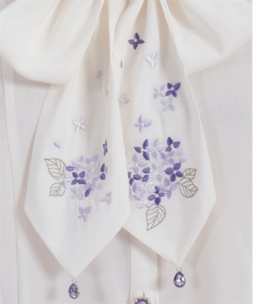 axes femme ブラウス シャツ 紫陽花刺繍リボンブラウス