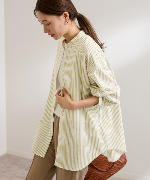 FRAMeWORK ブラウス シャツ STRIPEオーバーシャツ レディース
