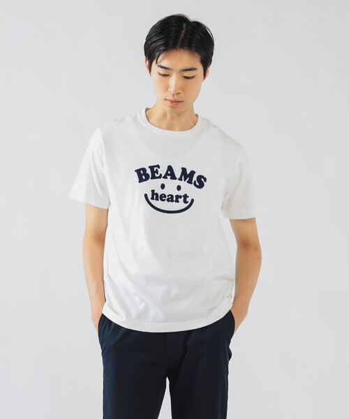 「BEAMS HEART」 半袖Tシャツ LARGE ホワイト メンズ