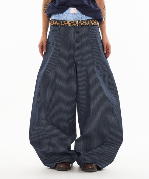 WISH FOR EVER パンツ ASSORT SIDE SWITCH BAGGY CURVE PANTS