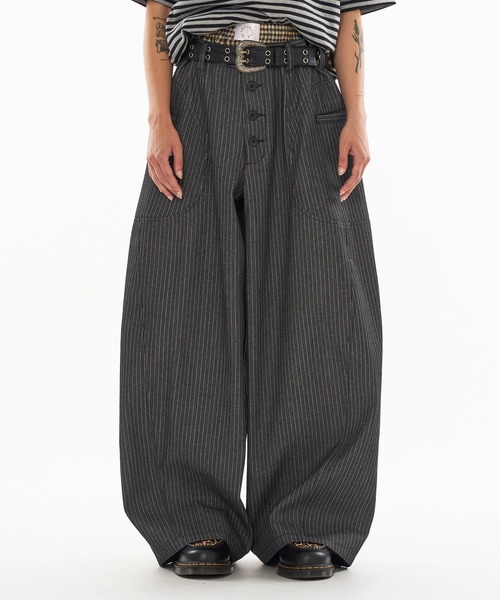 WISH FOR EVER バギーパンツ WISH FOR EVER パンツ ASSORT SIDE SWITCH BAGGY CURVE PANTS
