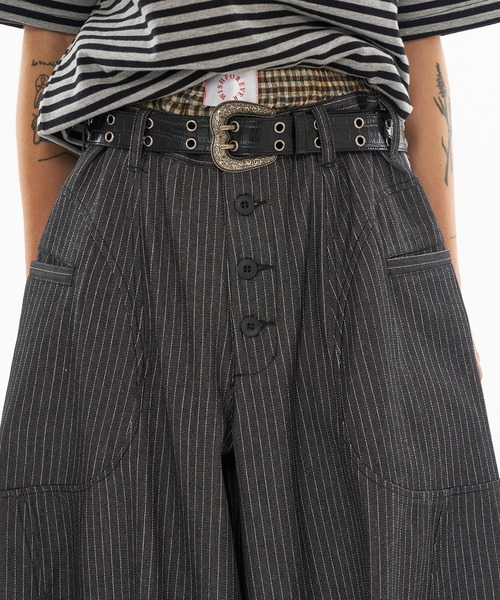 WISH FOR EVER パンツ ASSORT SIDE SWITCH BAGGY CURVE PANTS