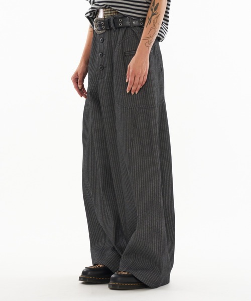 WISH FOR EVER パンツ ASSORT SIDE SWITCH BAGGY CURVE PANTS