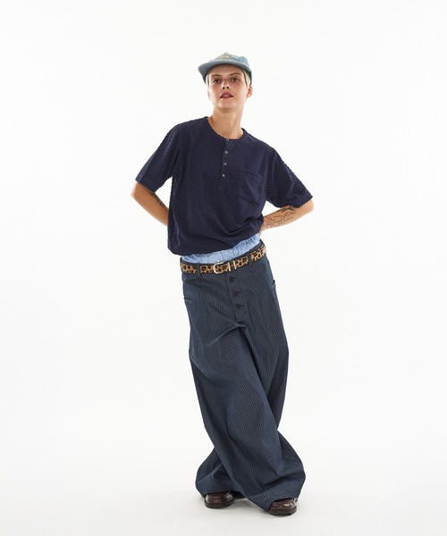 WISH FOR EVER パンツ ASSORT SIDE SWITCH BAGGY CURVE PANTS