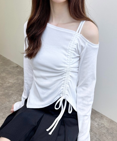 【美品】  AKYN / アキン | コットン フリンジドッキング カットソー | small | アイボリー | レディース The Alani Cashmere Sweater by Pilcro: Cropped Crew-Neck Whipstitch